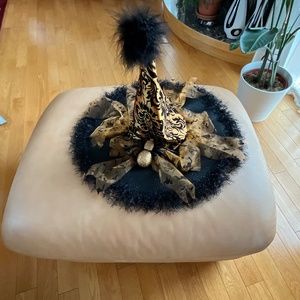 Halloween witch hat 21”diameter and 14” tall with many accents on and feather
